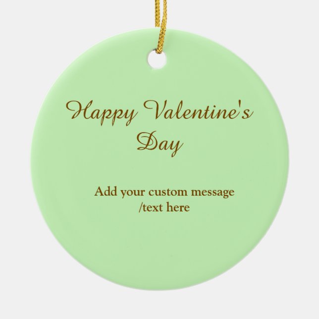 Ornamento De Cerâmica Citrus green brown happy Valentine's day simple  (Frente)