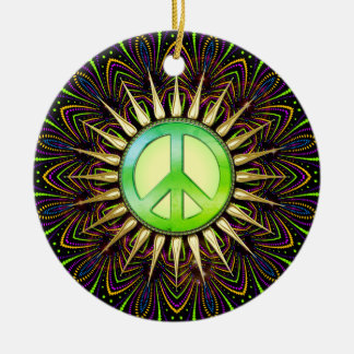 Ornamento De Cerâmica Citrus Groove Sinal de Paz Psicedélico Mandala