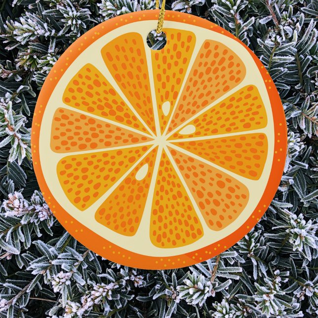 Ornamento De Cerâmica Citrus Orange Festivo (Fun citrus orange slice ceramic ornament)
