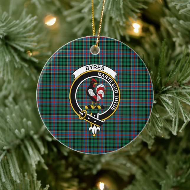 Ornamento De Cerâmica Clã escocês Byres Tartan e Crest (Árvore)