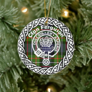 Ornamento De Cerâmica Clã escocês Ferguson Tartan e Crest