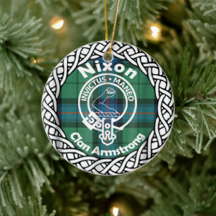 Ornamento De Cerâmica Clã escocês Nixon Tartan e Crest