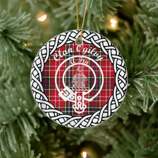 Ornamento De Cerâmica Clã escocês Ogiluy Tartan e Crest (Árvore)