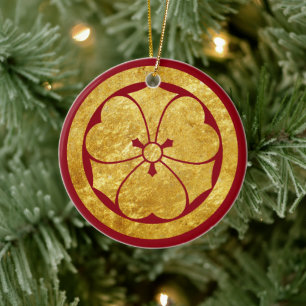 Ornamento De Cerâmica Clã japonês do samurai de Sakai segunda-feira no