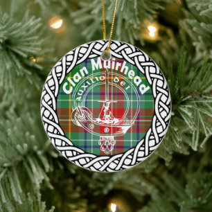Ornamento De Cerâmica Clã Muirhead Tartan e Crest escoceses
