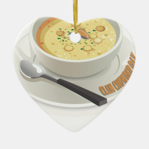 Ornamento De Cerâmica Clam Chowder Day - Dia de Apreciação