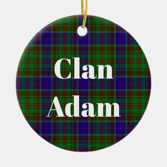 Ornamento De Cerâmica Clan Adam Hunting Tartan (Frente)