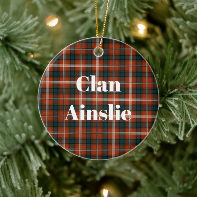 Ornamento De Cerâmica Clan Ainslie Tartan (Árvore)