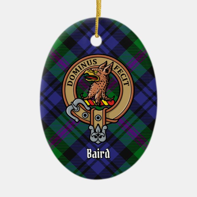 Ornamento De Cerâmica Clan Baird Crest sobre Tartan (Frente)