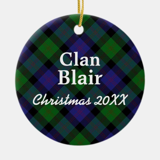 Ornamento De Cerâmica Clan Blair Scottish Tartan (Frente)