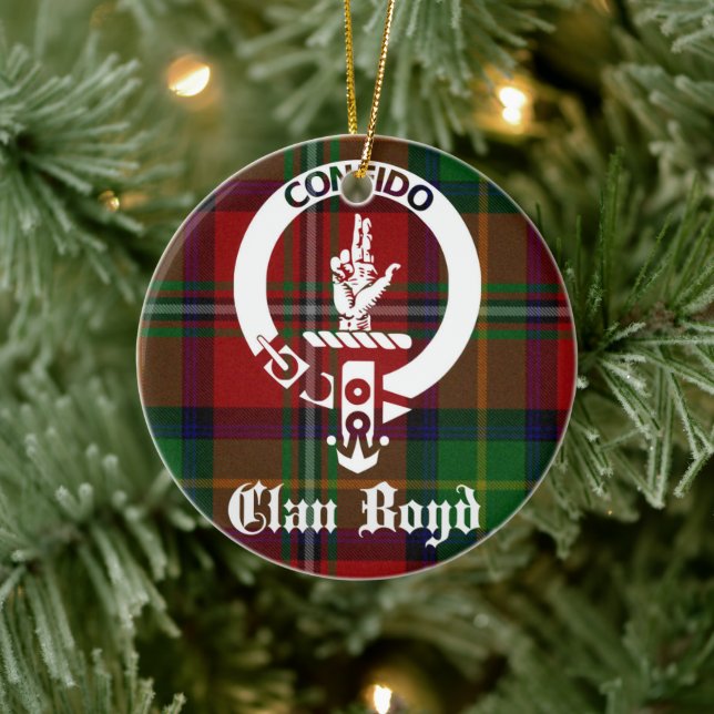 Ornamento De Cerâmica Clan Boyd Crest e Tartan personalizados (Árvore)