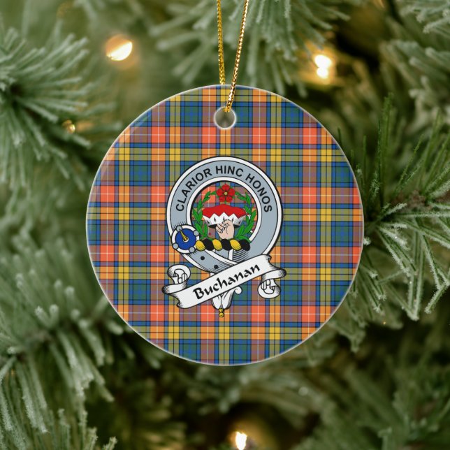 Ornamento De Cerâmica Clan Buchanan Crachá  Tartan Xadrez (Árvore)