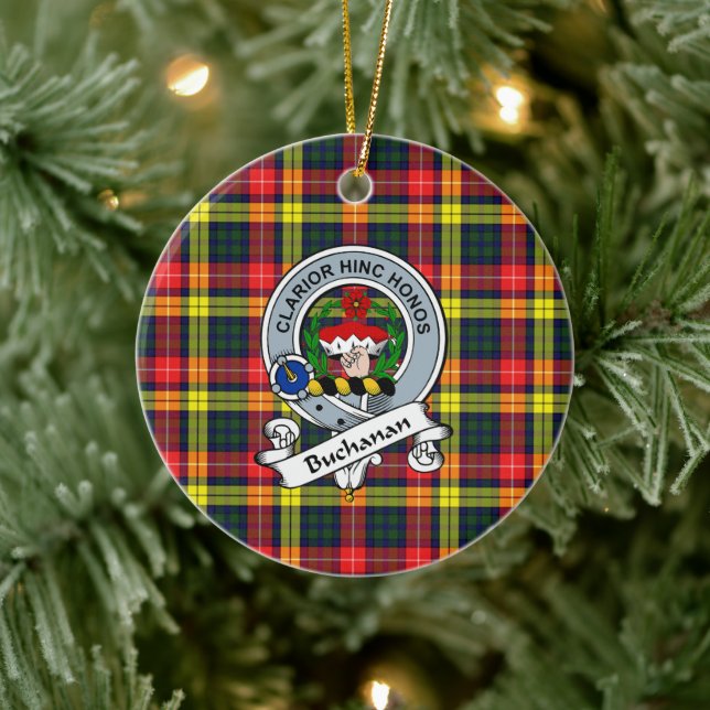 Ornamento De Cerâmica Clan Buchanan Modern Crachá Tartan Xadrez (Árvore)