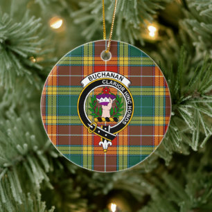 Ornamento De Cerâmica Clan Buchanan Old Sett Tartan e Crest escoceses