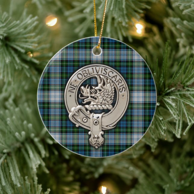 Ornamento De Cerâmica Clan Campbell Crest & Dress Tartan (Árvore)