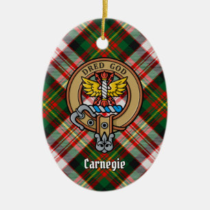 Ornamento De Cerâmica Clan Carnegie Crest sobre o Vestido Tartan