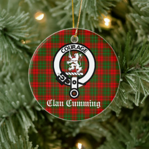 Ornamento De Cerâmica Clan Cumming Crest Crachá e Tartan Personalizado