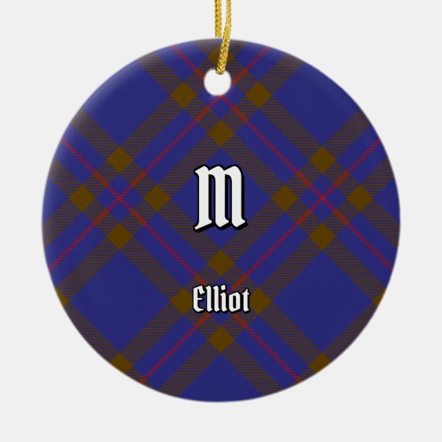 Ornamento De Cerâmica Clan Elliot Modern Tartan Cerâmica Ornament (Frente)