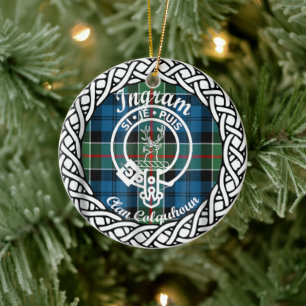 Ornamento De Cerâmica Clan Escocês Ingram Tartan e Crest