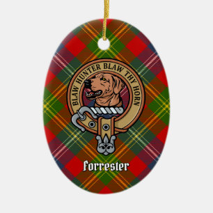 Ornamento De Cerâmica Clan Forrester Crest sobre Tartan