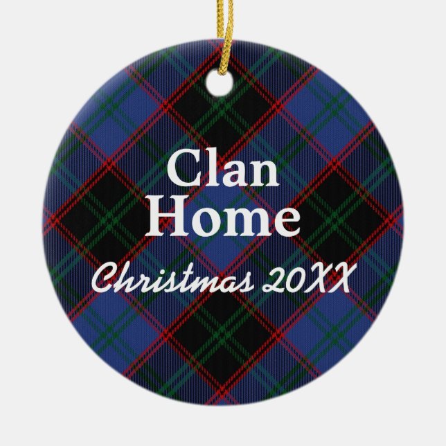 Ornamento De Cerâmica Clan Home Hume Scottish Tartan (Frente)