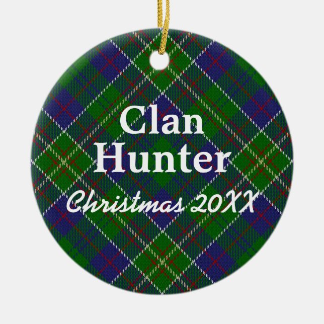 Ornamento De Cerâmica Clan Hunter Scottish Tartan (Frente)