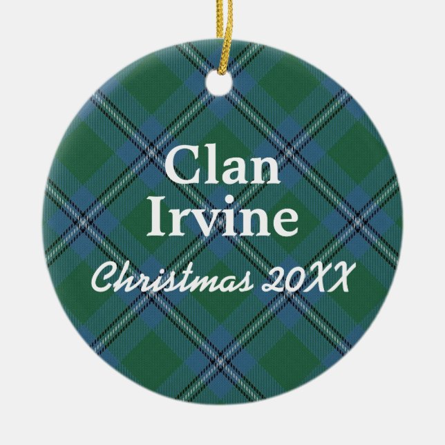Ornamento De Cerâmica Clan Irvine Scottish Tartan (Frente)