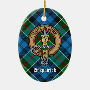 Ornamento De Cerâmica Clan Kirkpatrick Crest sobre Tartan