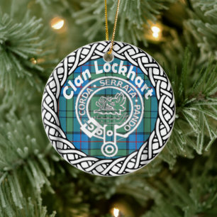 Ornamento De Cerâmica Clan Lockhart Tartan e Crest escoceses