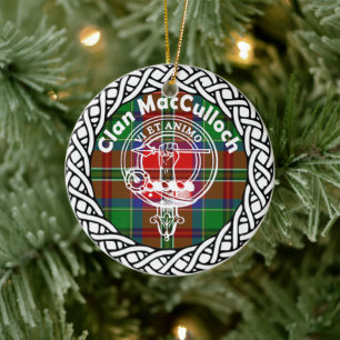 Ornamento De Cerâmica Clan MacCullock Tartan e Crest escoceses