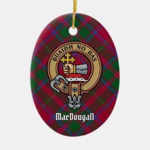 Ornamento De Cerâmica Clan MacDougall Crest sobre Tartan