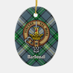 Ornamento De Cerâmica Clan MacDowall Crest sobre Tartan