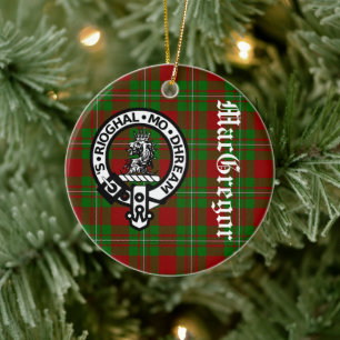 Ornamento De Cerâmica Clan MacGregor Crest Crachá e Tartan personalizáve