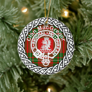 Ornamento De Cerâmica Clan MacGregor Tartan e Crest escoceses