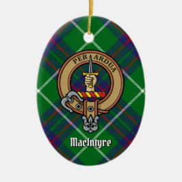 Ornamento De Cerâmica Clan MacIntyre Crest sobre caçar Tartan