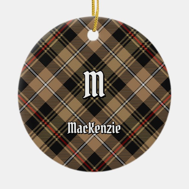 Ornamento De Cerâmica Clan MacKenzie caçando Brown Tartan (Frente)