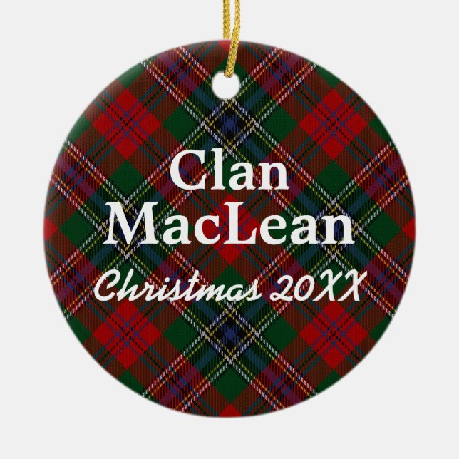 Ornamento De Cerâmica Clan MacLean Scottish Tartan (Frente)