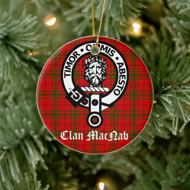 Ornamento De Cerâmica Clan MacNab Crest Crachá e Tartan Personalizado (Árvore)