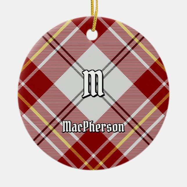 Ornamento De Cerâmica Clan MacPherson Red Dress Tartan Cerâmica (Frente)