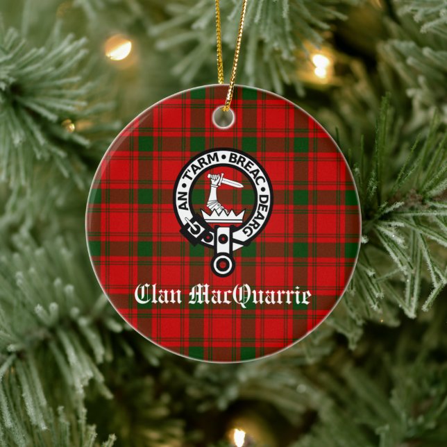 Ornamento De Cerâmica Clan MacQuarrie Tartan e Crest (Árvore)