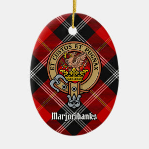 Ornamento De Cerâmica Clan Marjoribanks Crest sobre Tartan