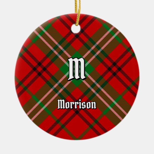 Ornamento De Cerâmica Clan Morrison Red Tartan Cerâmica (Frente)
