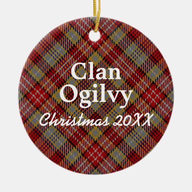 Ornamento De Cerâmica Clan Ogilvy Scottish Tartan (Frente)