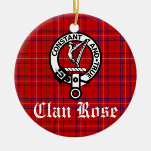 Ornamento De Cerâmica Clan Rosa Crest e Tartan personalizados