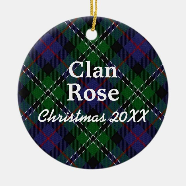 Ornamento De Cerâmica Clan Rosa Scottish Hunting Tartan (Frente)