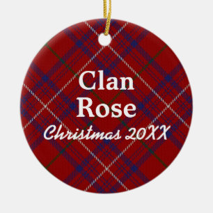 Ornamento De Cerâmica Clan Rosa Scottish Modern Red Tartan