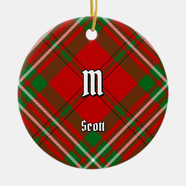 Ornamento De Cerâmica Clan Scott Red Tartan Cerâmica Ornament (Frente)