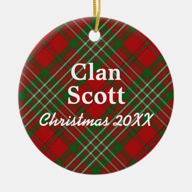 Ornamento De Cerâmica Clan Scott Scottish Tartan (Frente)