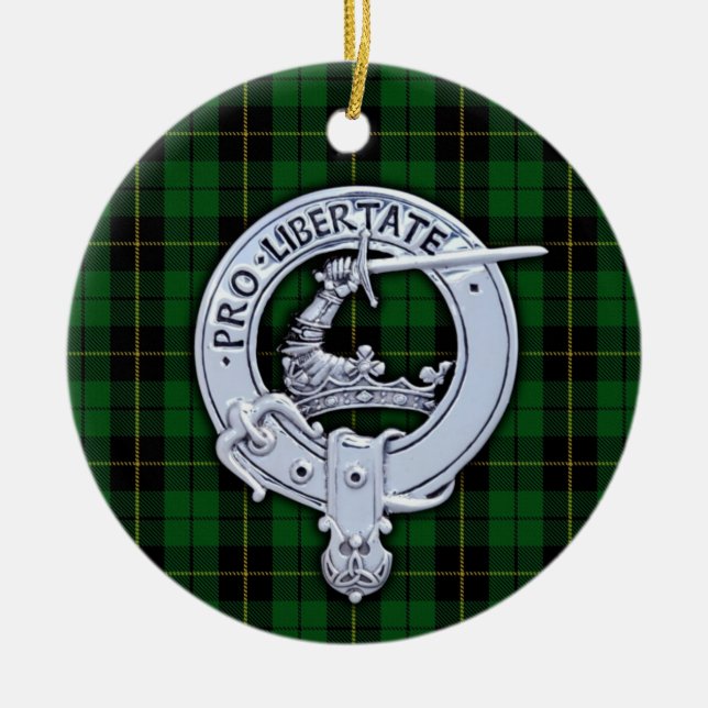 Ornamento De Cerâmica Clan Wallace Crest & Hunting Tartan (Frente)