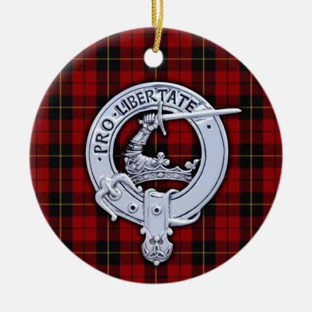 Ornamento De Cerâmica Clan Wallace Crest & Tartan (Frente)